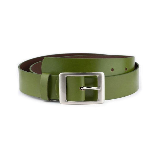 FRONHOFER Full Grain Leather Work Belt Double Prong Steel Buckle 1.6