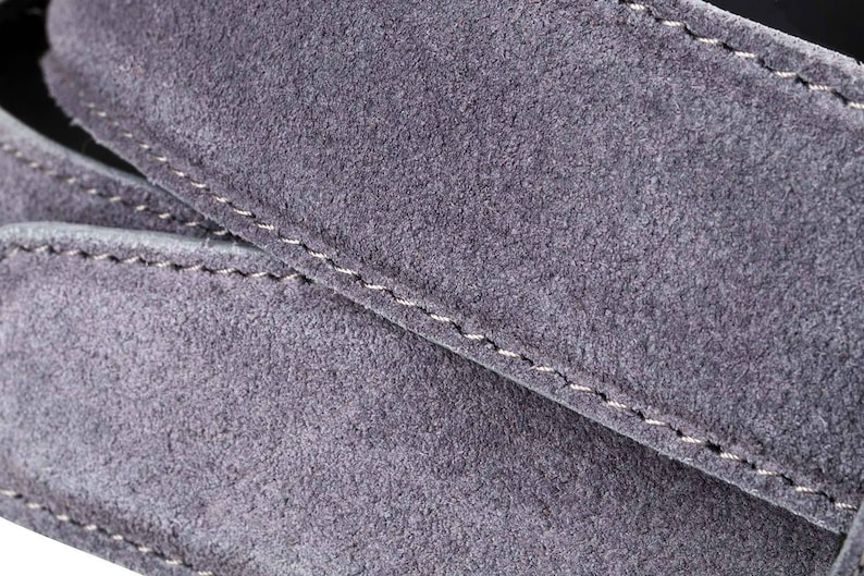 Grey suede Leather belt Gray Mens belt Womens belt Handmade Italian leather Gunmetal buckle