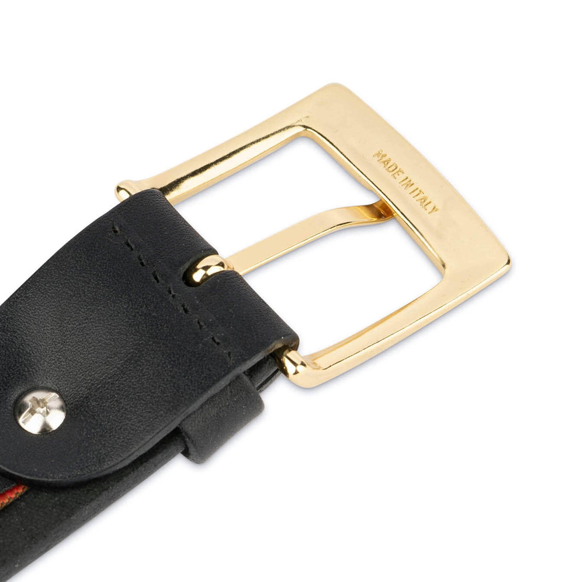 Ceinture Homme Noir Avec Boucle Couleur Or - Taille 120 Cm, Neuve Sans étiquette