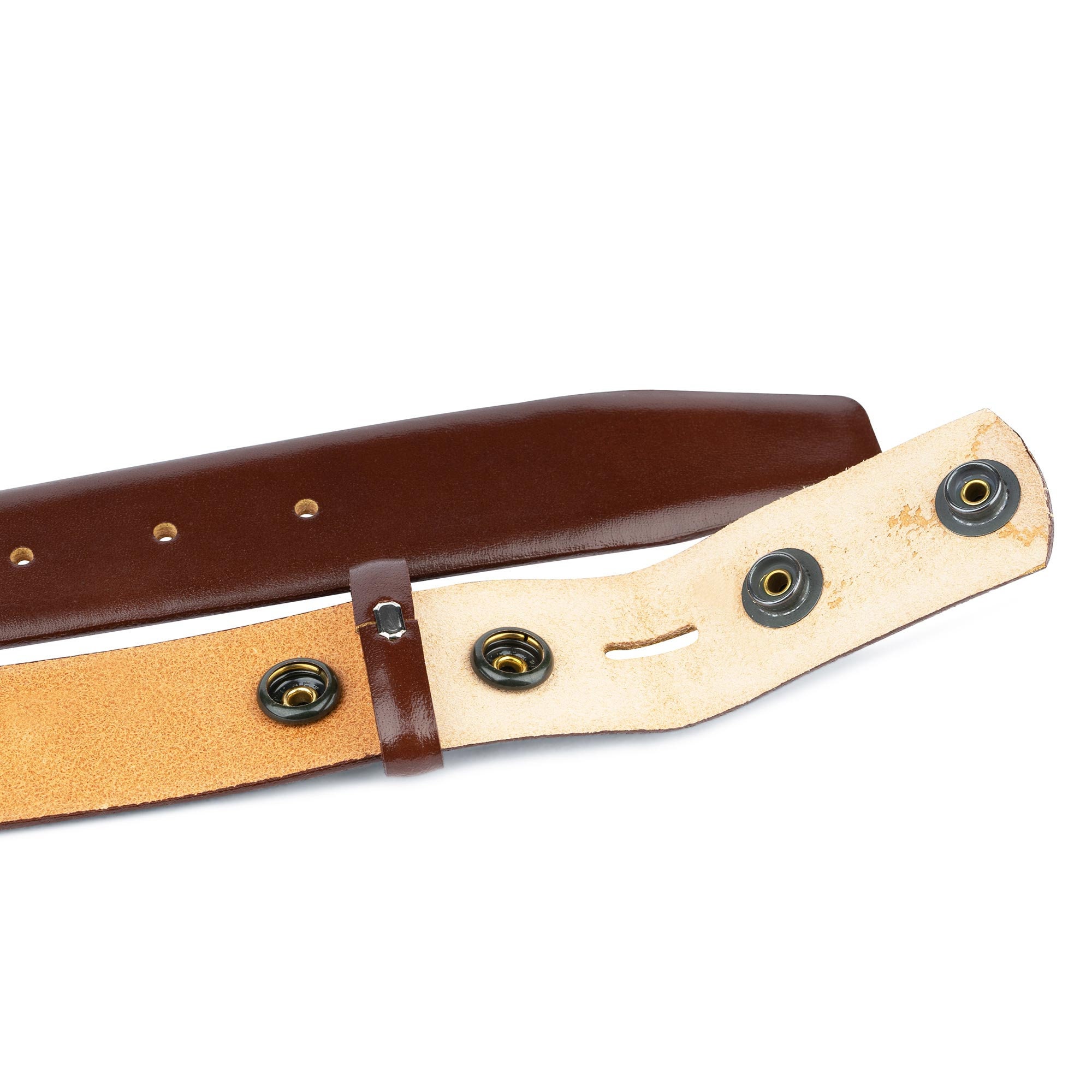 Cinturón de cuero marrón sin hebilla Cinturones de hombre para hebillas  Snap on 1 3/8 Cinturón de coñac para hombre Correa de repuesto 35 mm  Botones YKK -  España
