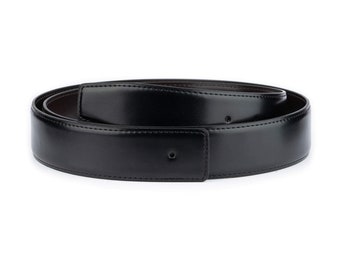 Reversible Black Brown Vegan Leather Belt Strap 4.0 Cm Mens Replacement Leather Adjustable Belt Strap With Hole For Buckle