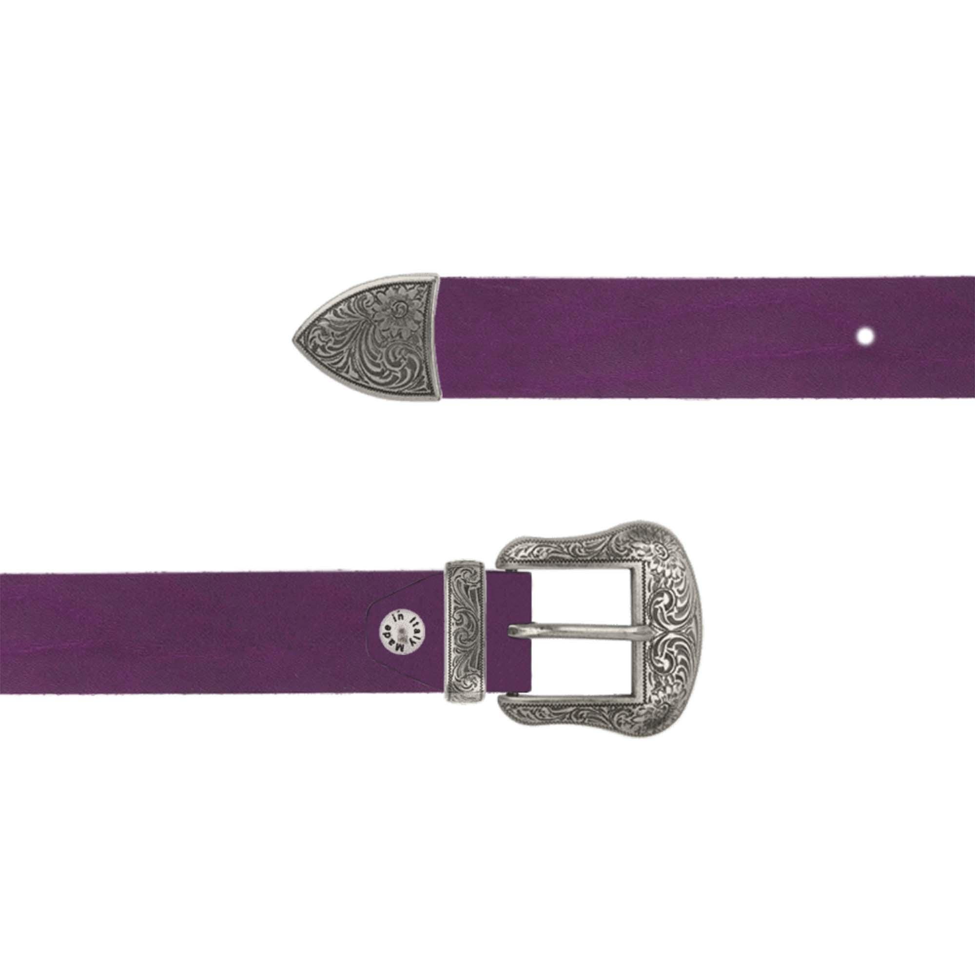 Western Belt for Women Purple Nubuck Leather 1 3/8 Inch Wide  display picture 3