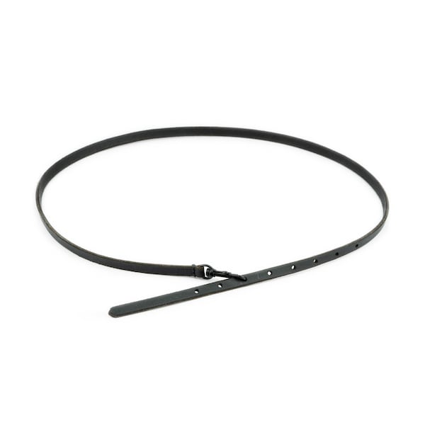 Ceinture fine noire à nouer pour femme, ceinture à nouer en cuir véritable 1,0 cm