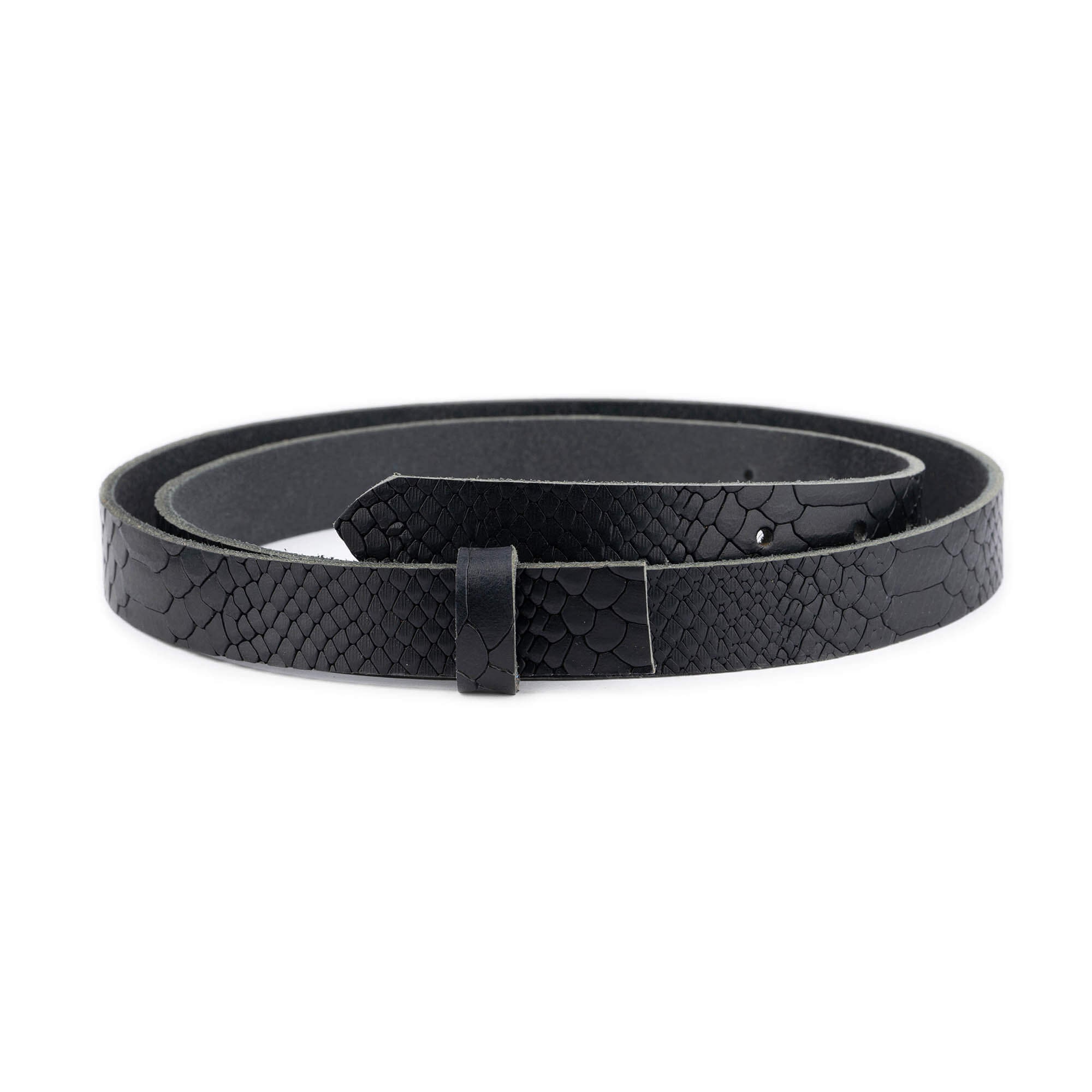 Black Snakeskin Embossed Belt Strap Replacement No Buckle