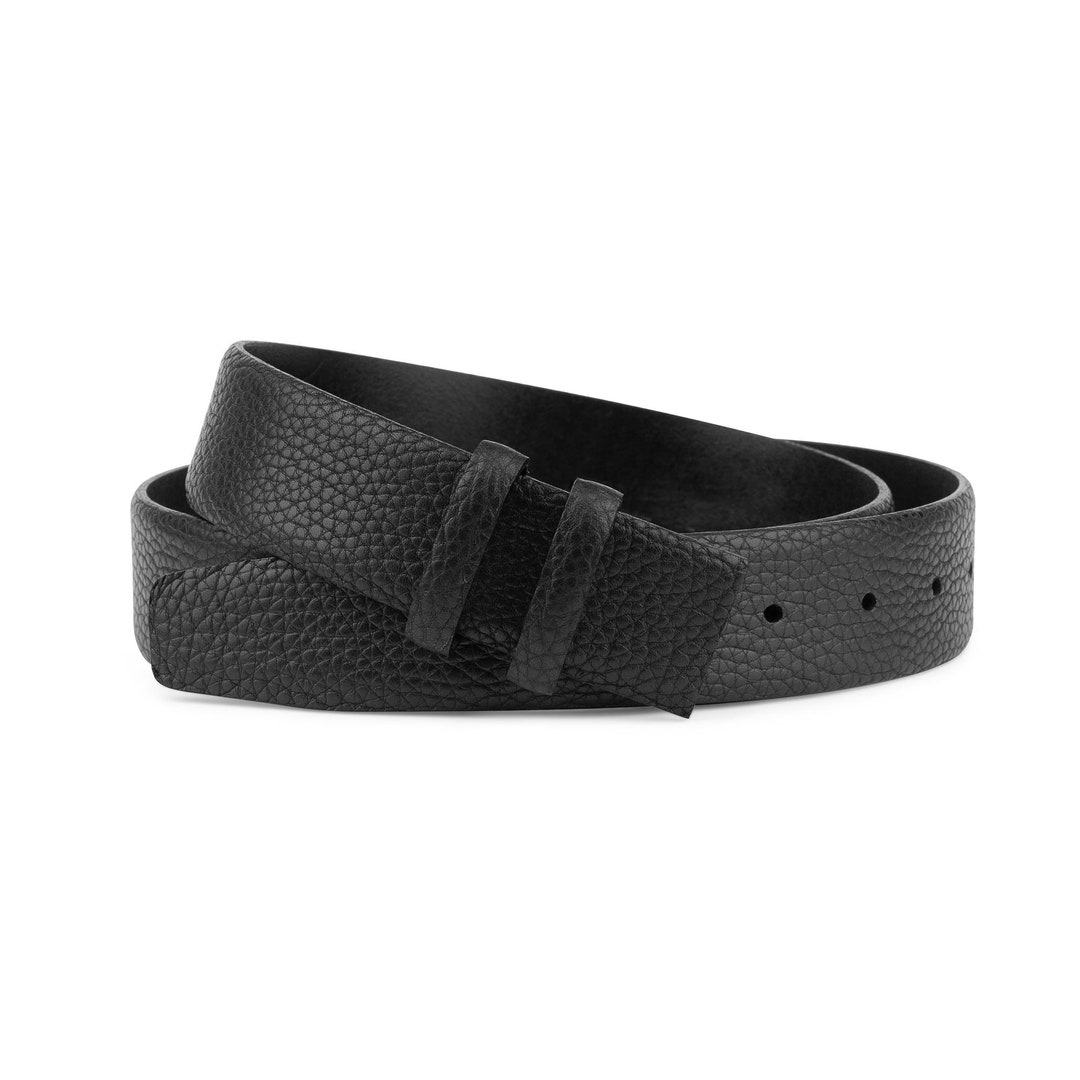 Pebbled Soft Leather Belt Without Buckle Mens Belts for Buckles Black Leather Belt 1 3/8