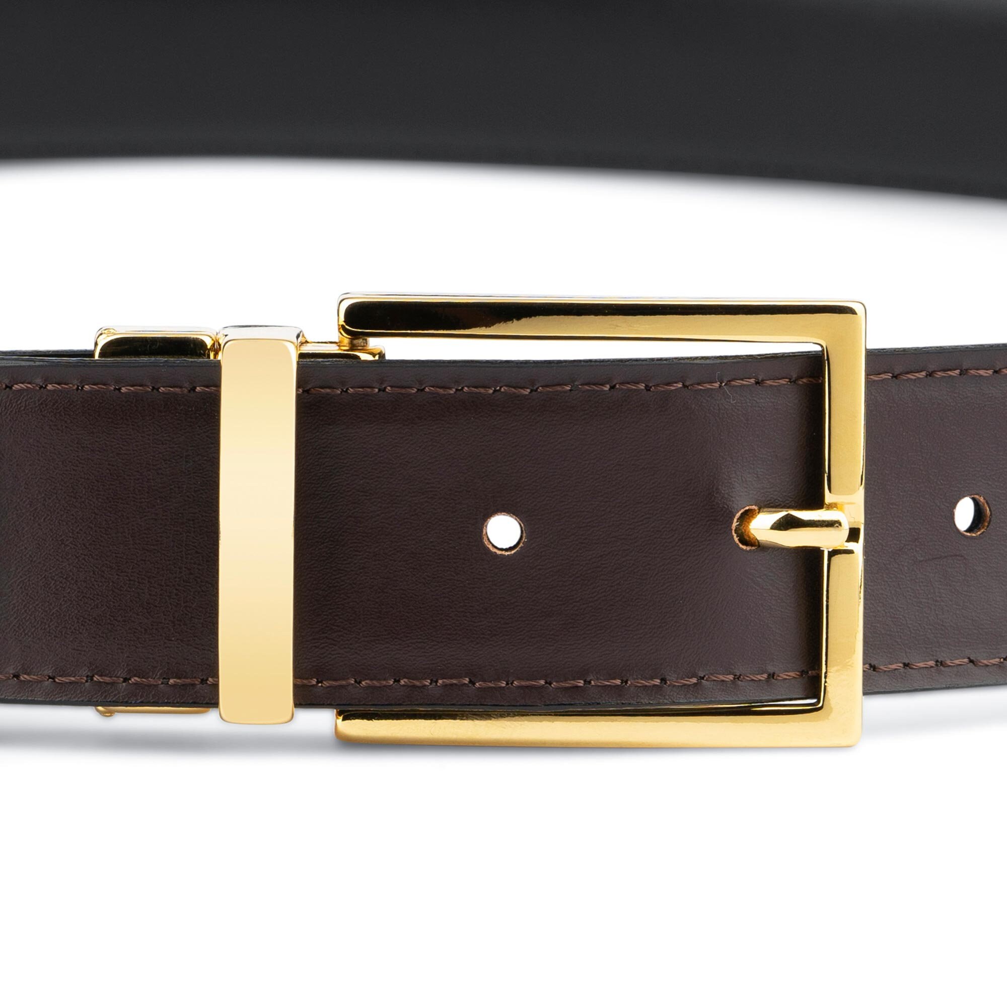 Vintage reversible Brown & Black Leather Belt-two tone Gold & Buckle buckle il_fullxfull.2144511348_7umc.jpg main image 3