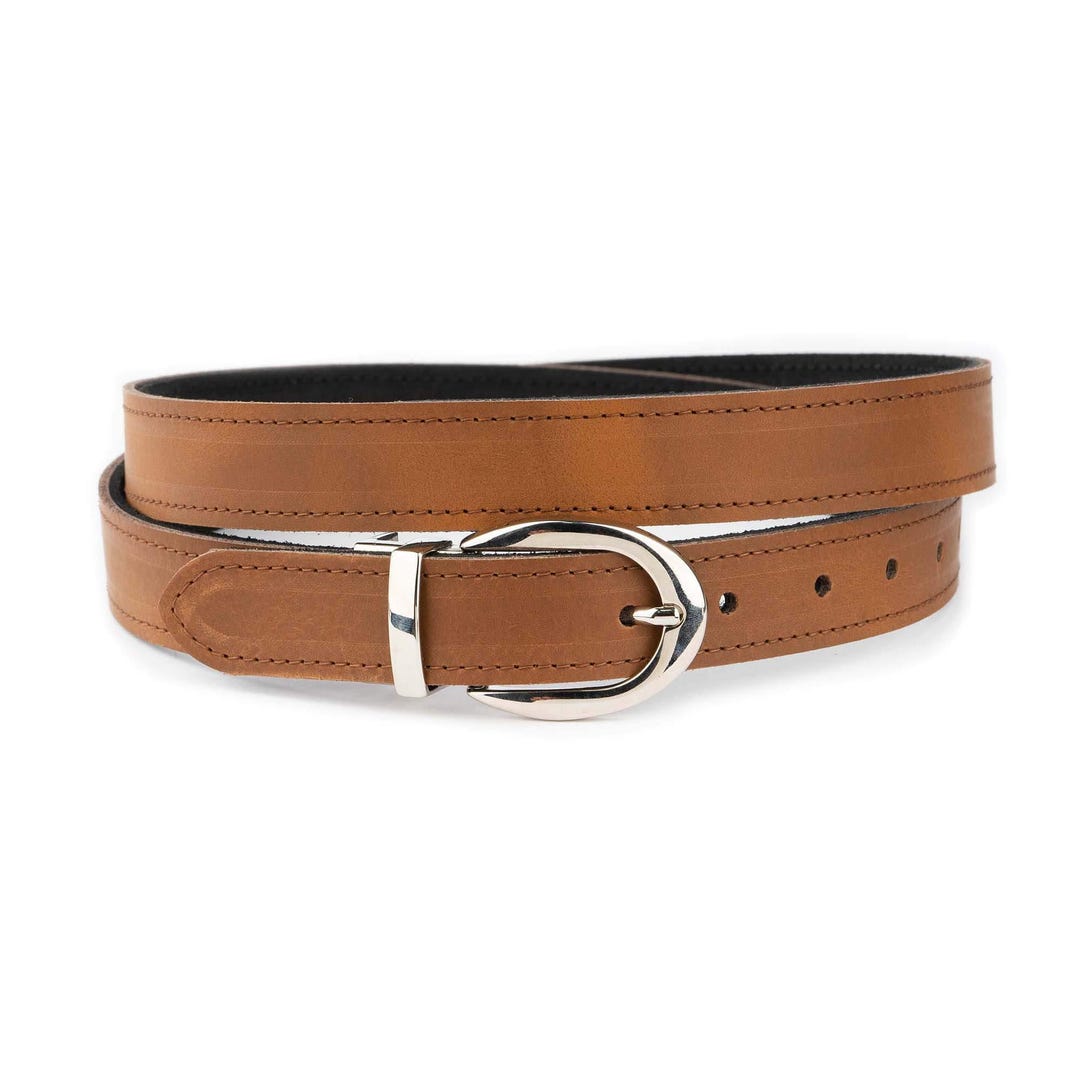 Light Brown Black Reversible Belt Womens Genuine Leather Ladies Double  Sided Dress Belt With Nickel Buckle 30 Mm