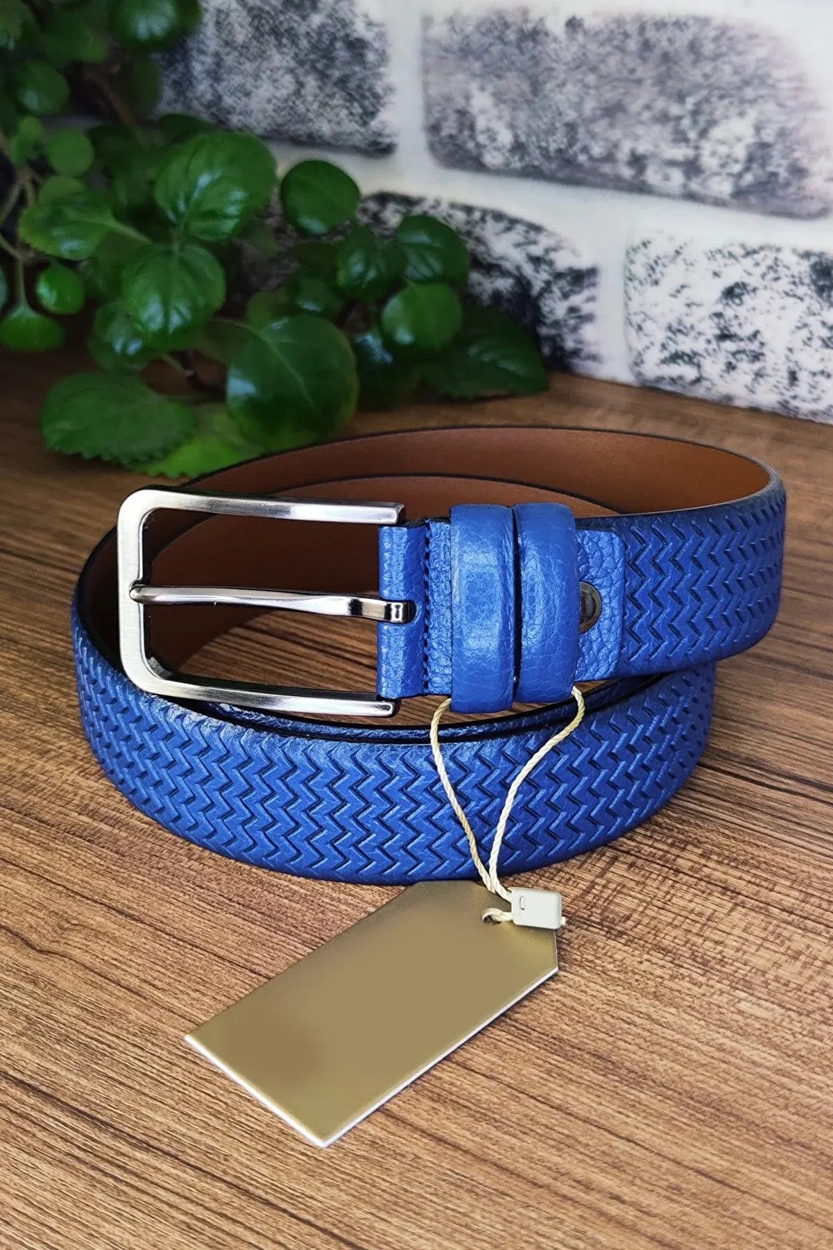 royal blue designer belt mens