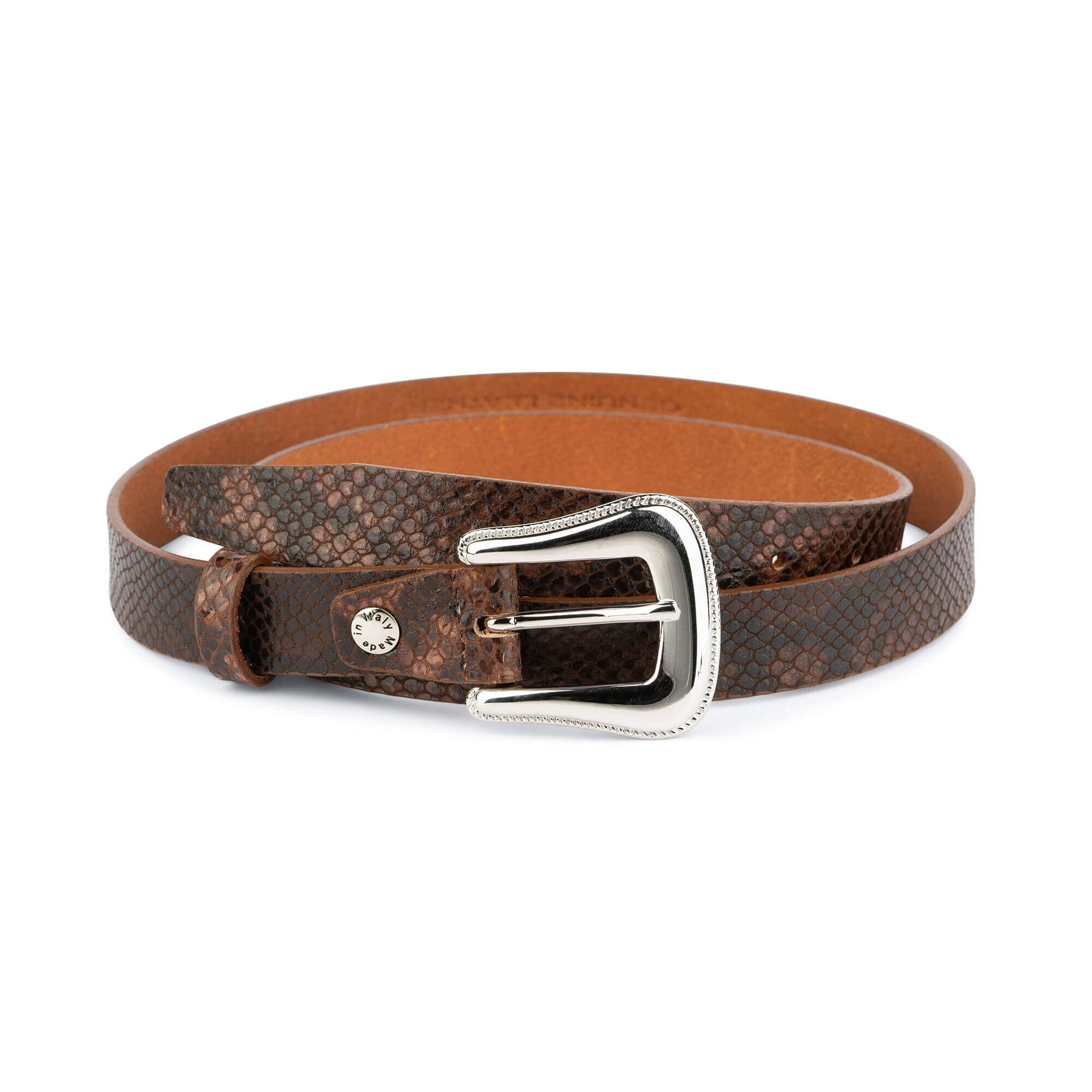 Brown Snake Print Belt - Womens Belt Designer - Womens Belt