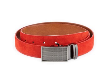 Lanvin red belt golden buckle woman Vintage 80s Lanvin Red Leather Belt: Adjustable Gold Buckle  main image 4