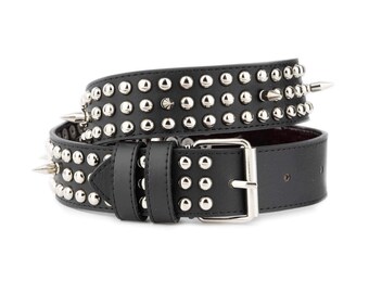 Black & Silver Round Stud Belt | VEGAN Vintage y2k Studded belt Rhinestone Belt for Women Men Belts Cowgirl  main image 2