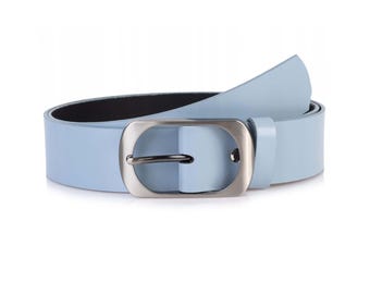 Women\'s Light Blue Thin Belt With Double G Buckle Gucci | Accessories | Womens Light Blue Thin Belt With  main image 4