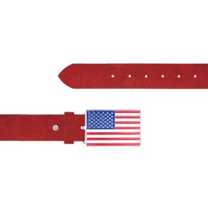 American Flag Belt Red Leather Rectangle Buckle Thick Mens Belt For Jeans Wide Genuine Leather Belt 40 Cm