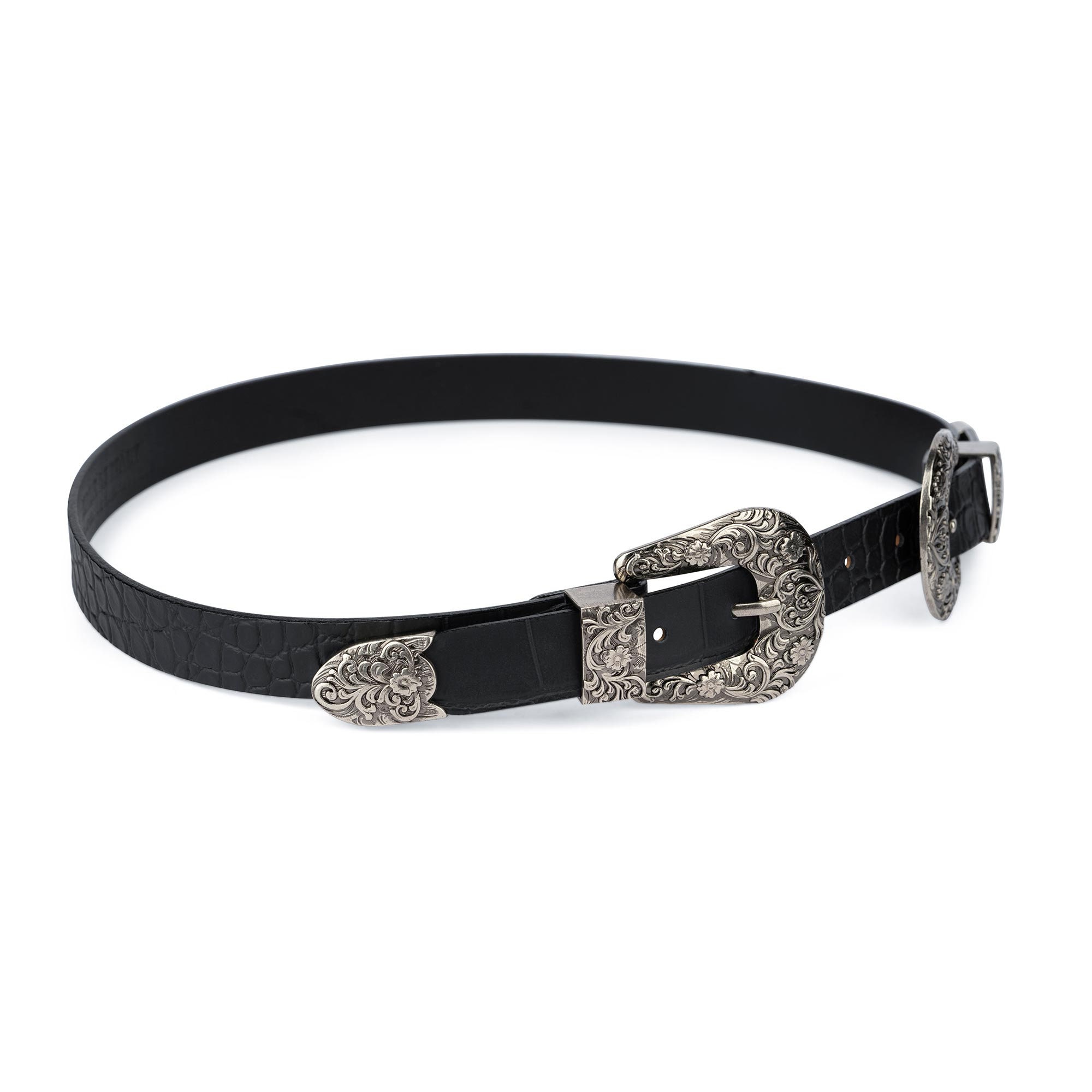 Western Belt Double Buckle Women s Belts Double Buckle Belt Croco