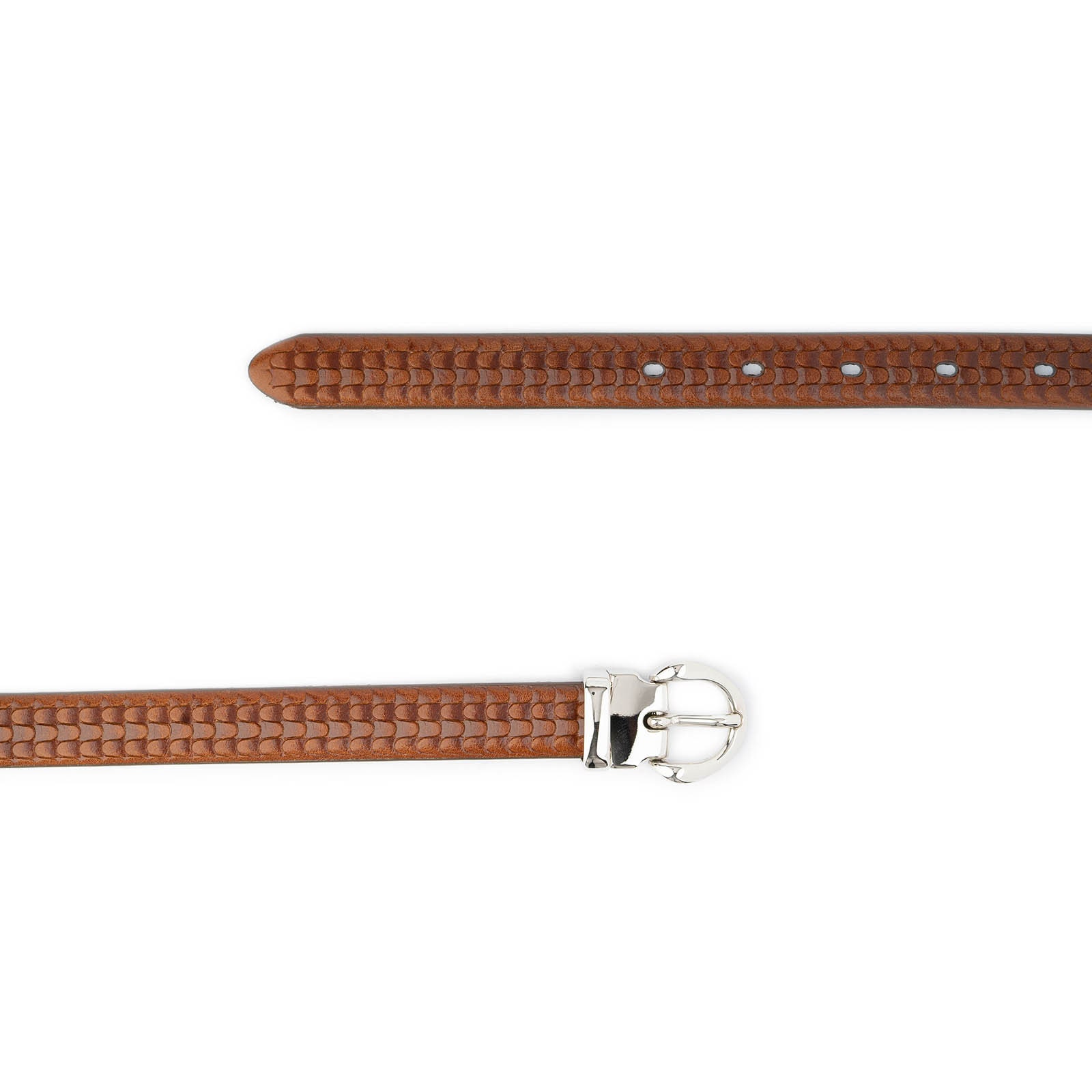 Elegant Lady Belt Light Brown Leather Silver Buckle 2.0 Cm 