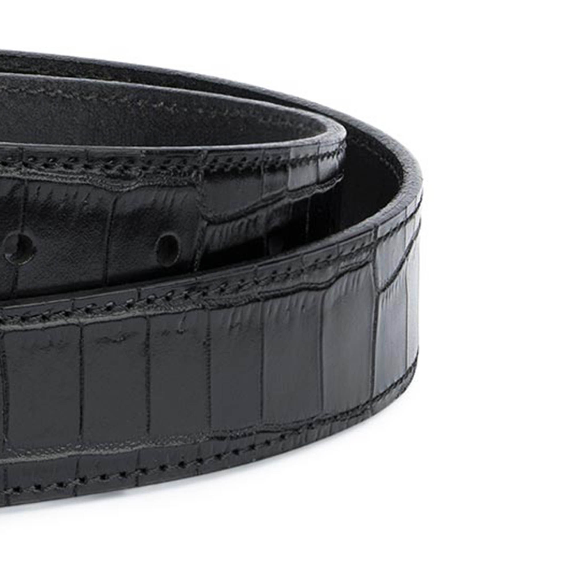 Womens Croco Embossed Belt With Silver Feather Buckle  display picture 2