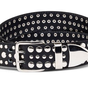 Black Studded Leather Belt Studded Belt Men's Belt Riveted Belt City ...