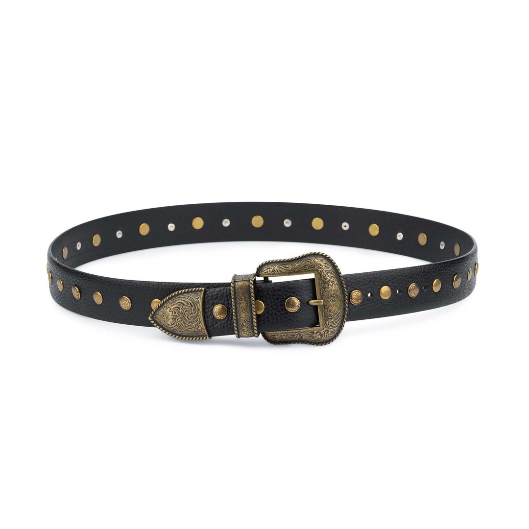 Studded Western Belt Black Studded Belt Studded Leather Etsy Singapore