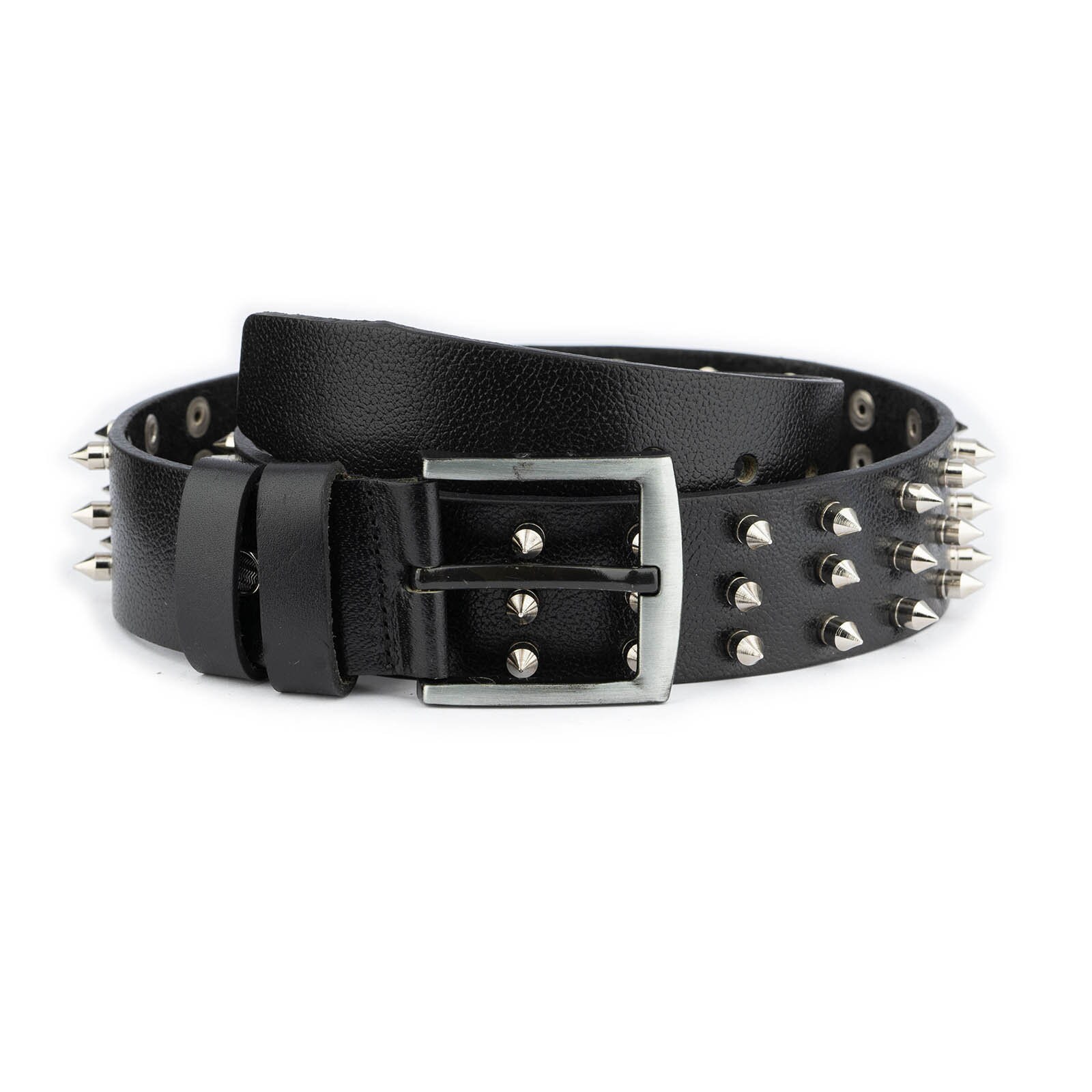 Goth Belt Spiked 3 Row Black Genuine Leather Top Quality  display picture 2