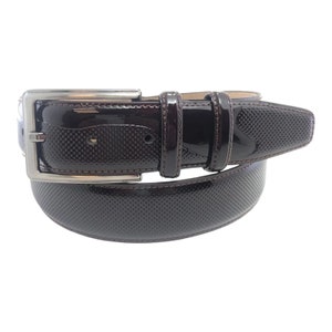 Dark Burgundy Perforated Leather Belt For Men Dress Belts Genuine Leather With Silver Buckle Belt For Jeans 35 Mm