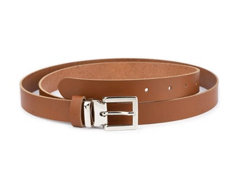 Valentino Tan Leather Belt: Italian Designer Silver Buckle  display picture 1