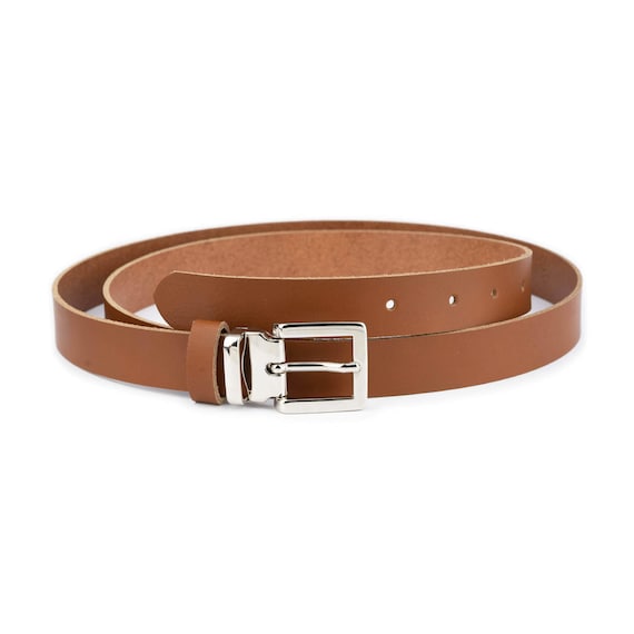 Light Tan Mens Leather Belt With Nickel Silver Buckle Women Belt for Dress  Fashion Ladies Thin Belt 25 Mm - Etsy