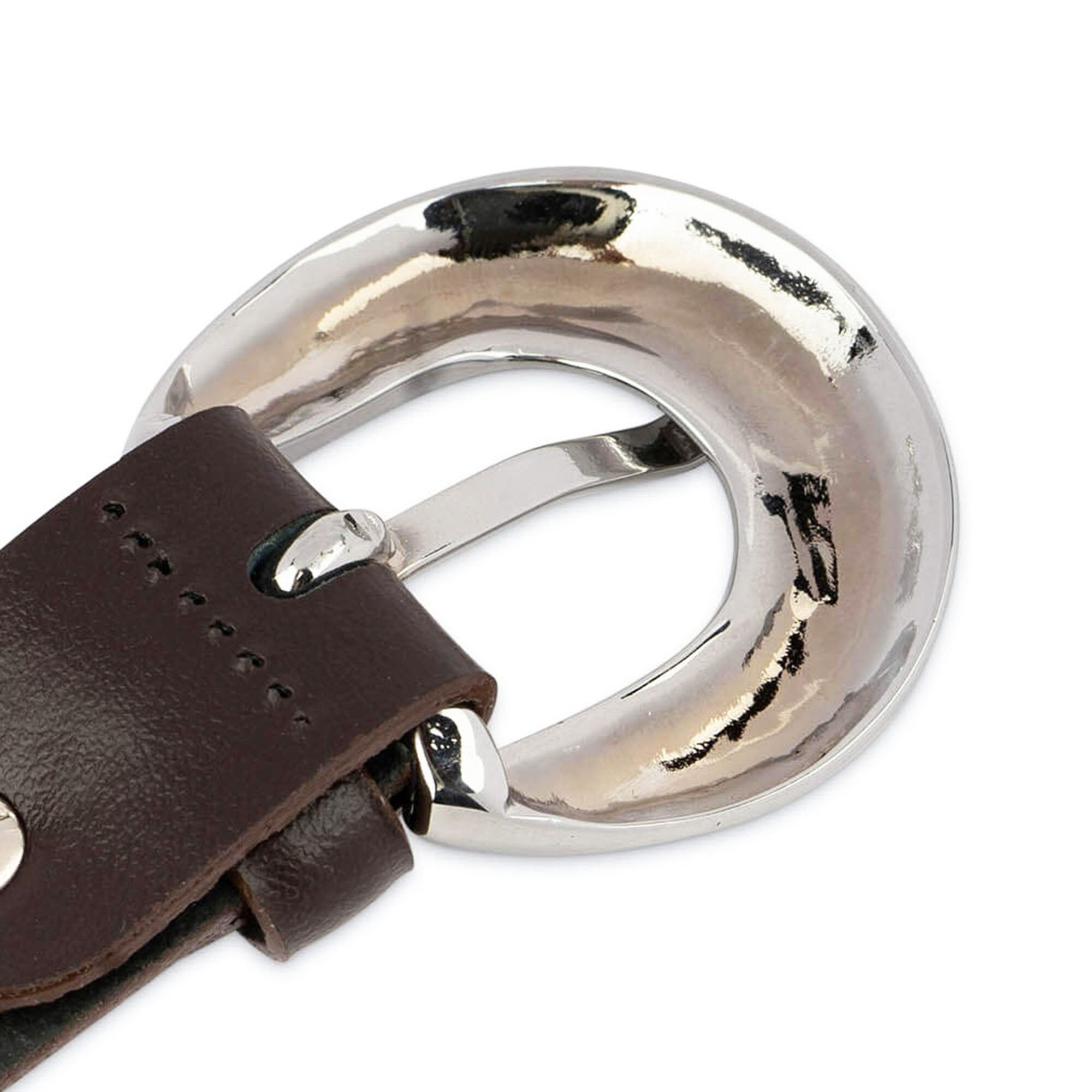 Women\'s Doncaster Brown Leather Belt with Silver Buckle One Size Buy Women main image 2