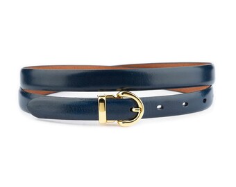 Paloma Picasso Vintage Dark Navy Blue Elegant Leather Belt with Gold Buckle Vintage Paloma Picasso Navy Blue Leather Belt M, Made Italy  main image 2