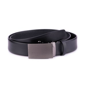 Black Leather Automatic Belt With Silent Slide Buckle Ratchet Belt Click Belt Black Genuine Leather Belt For Men 35 Mm