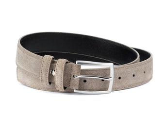 Taupe belt Mens belts Womens Suede belt Taupe leather belt Light brown belt Italian leather Sand belt