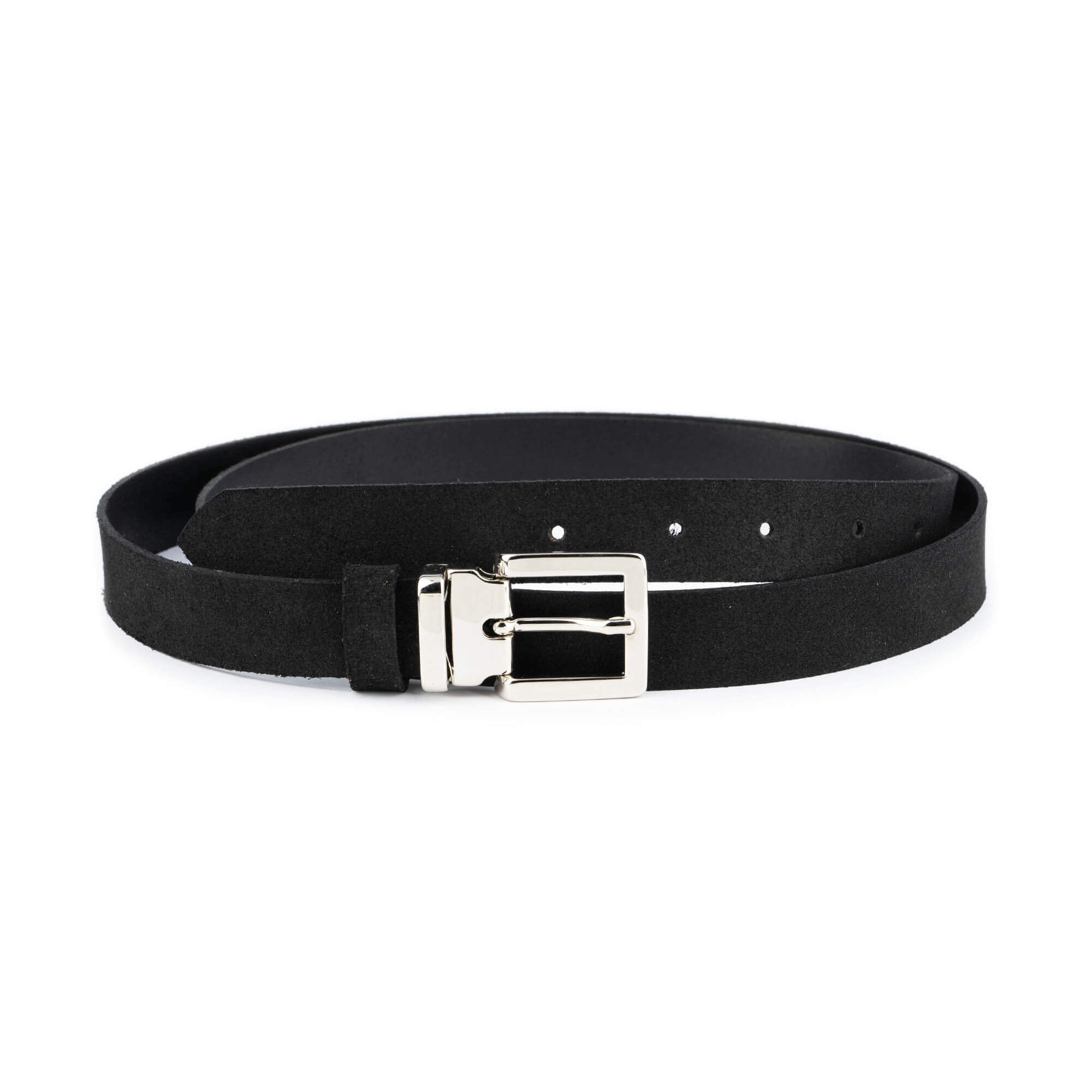 Chic Black suede Belt with Intricate Silver Buckle Silver-Ostrich-Luxury-Belts-  main image 2