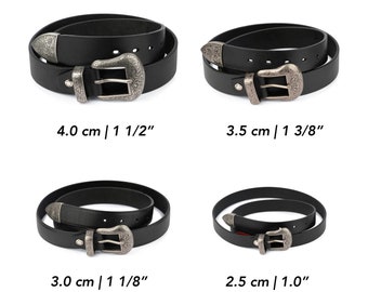 Western Belts for Men - Mens Cowboy Belts - Western Belts for Women - Black Full Grain Leather Belt With Silver Buckle - Cowgirl Belt Ladies
