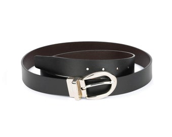 Reversible Belt Women's - Reversible Leather Belt - Reversible Brown Black Belt - Brown And Black Belt - Reversible Belt Buckle