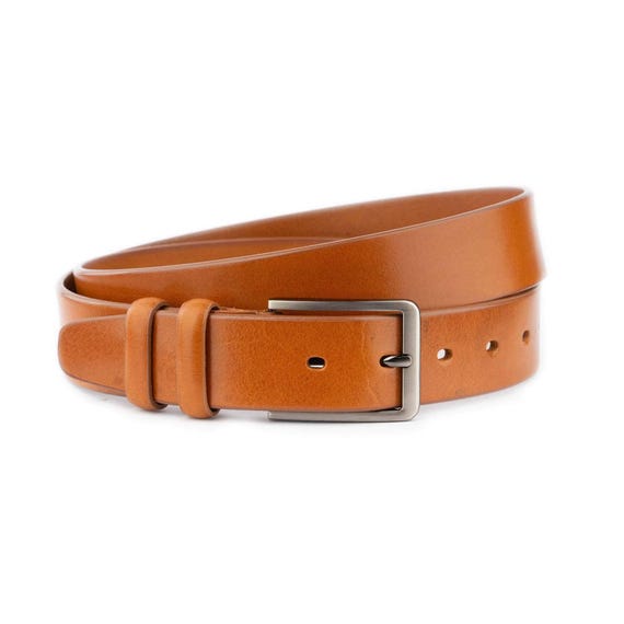 Classic Mens Tan Belt Real Leather High Quality Gents Genuine Leather Dress  Belt With Silver Buckle 3.5 Cm - Etsy