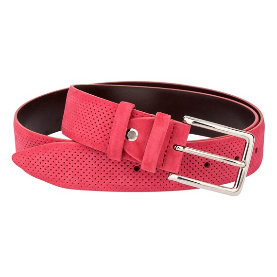 Pink leather belt Light pink belt Womens belt Perforated | Etsy