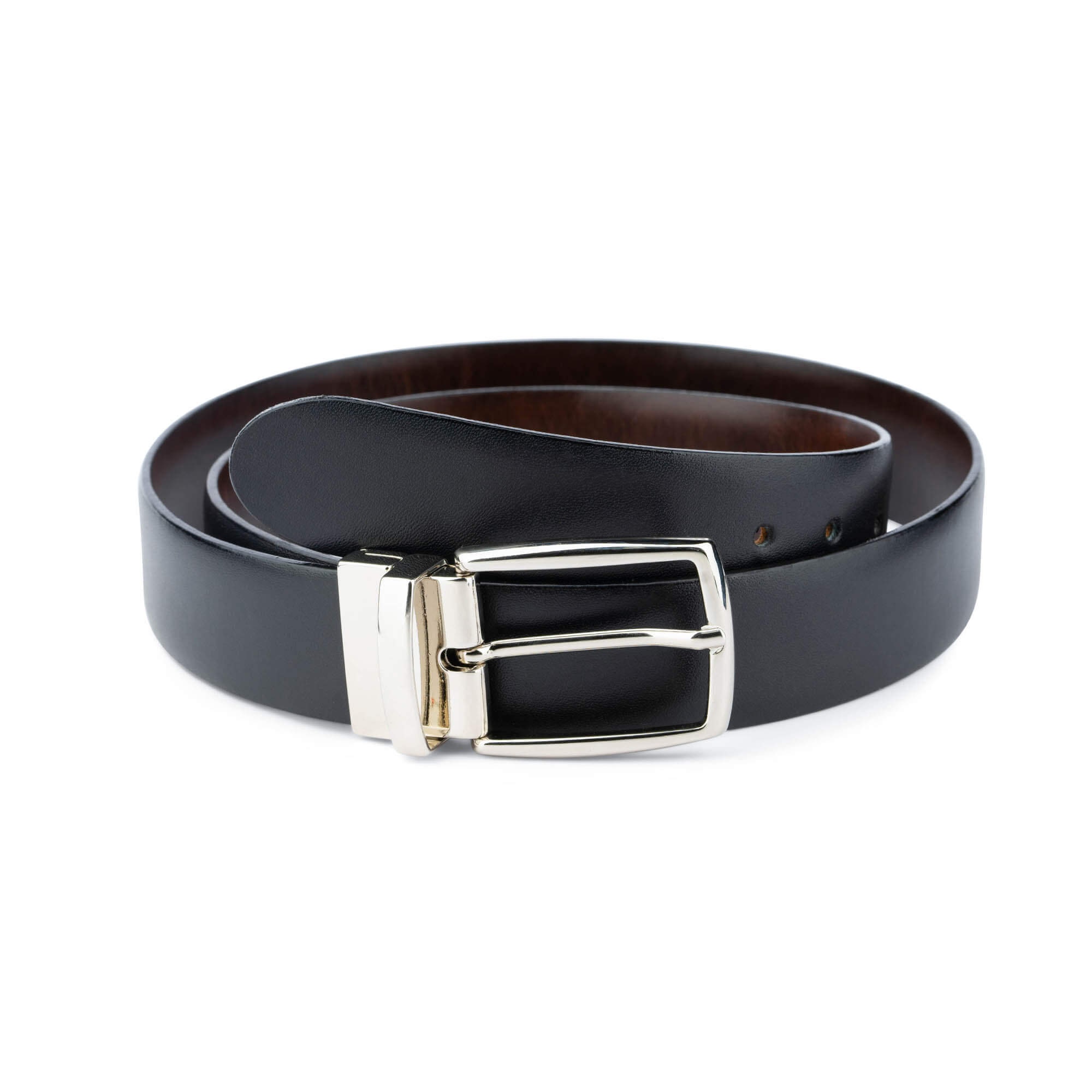VTG Italian Leather Reversible Belt Black Burgundy Silver Buckle Size 34 Buy Mens Burgundy Black Reversible Leather Belt  main image 4