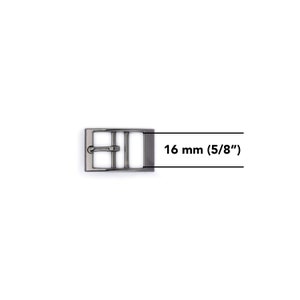Gray Center Bar Buckle For Belts - 16 mm Grey Double Bridge Buckle For Dog Collars - Replacement Gunmetal Hardware Supply Bag Handbag