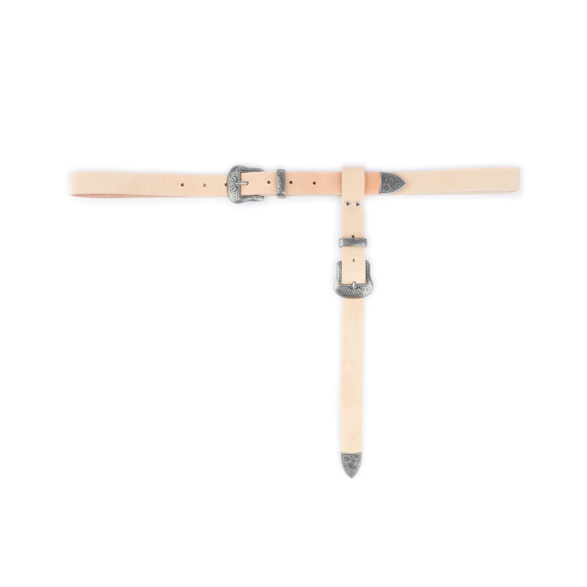 Double Buckle Leather Belt for Women Western Cowgirl Waist Belt Buy Womens Western Double Buckle Belt With Gold Chain main image 3