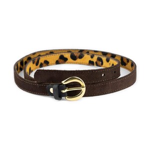 Vintage Suede Belt w funky Gold Buckle Vintage 80s Womens Black Suede Leather Belt Gold Metal  main image 3