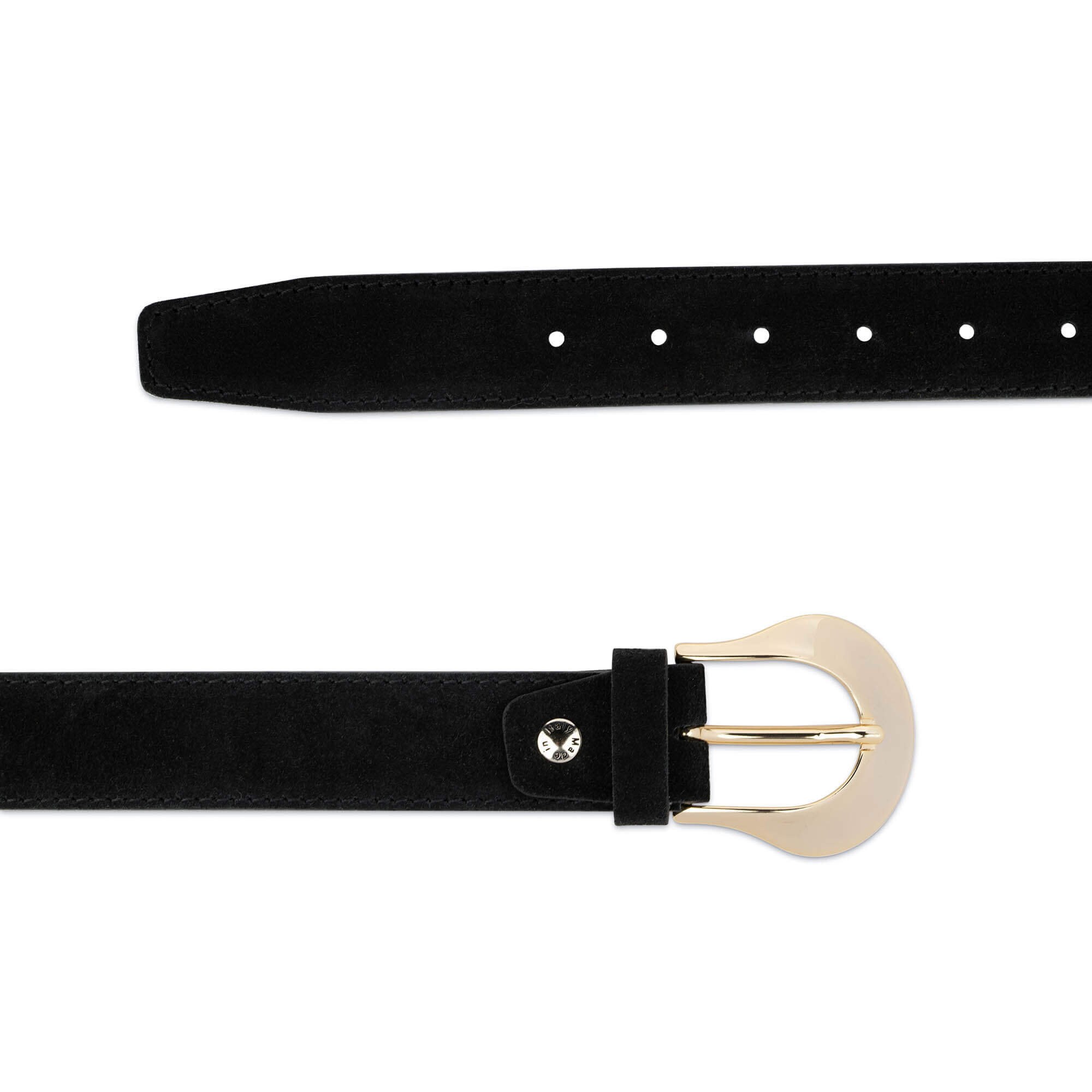 ●DOFFJASON● Suede Western Belt BLACK DJ23FWCBT005BLK Western Belts for Women - Suede Black Belt With Gold Buckle