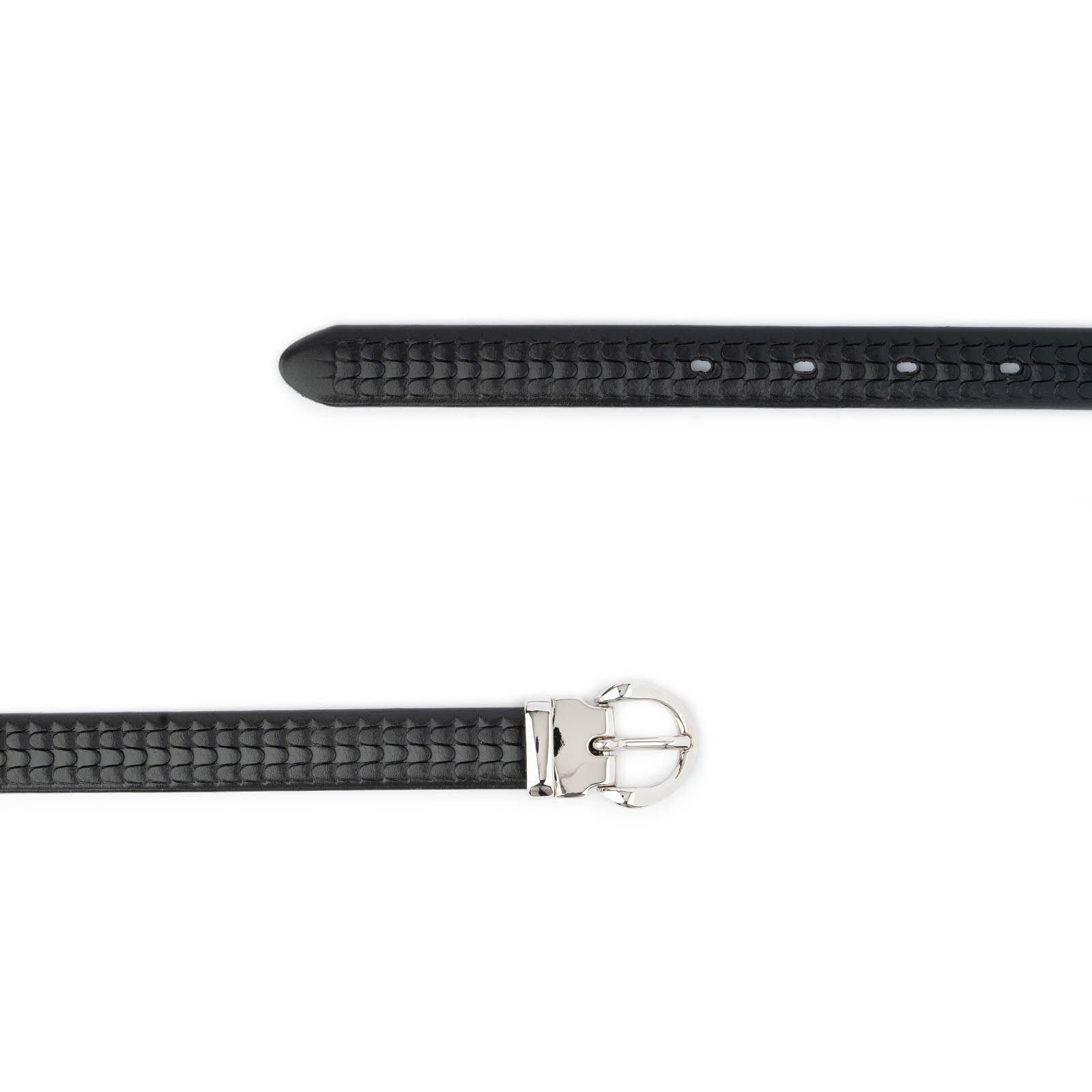 Elegant Belts for Dresses Black Leather Silver Buckle 