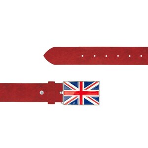 British Flag Belt Red Oiled Leather Thick Mens Belt For Jeans Wide Genuine Leather Belt 40 Cm