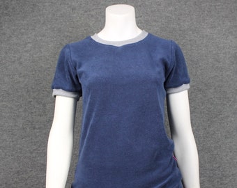 T-shirt en tissu éponge pour femmes bleu foncé