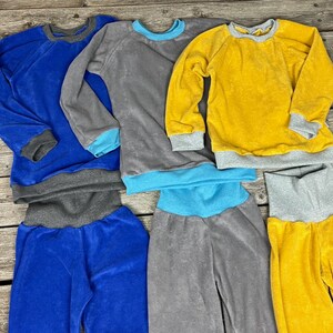 Frottee-Schlafanzug kräftiges blau Bild 3
