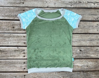 Patterned terry cloth T-shirt women's green patterned