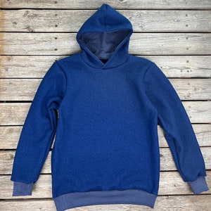 Hoodie women/men boiled wool dark blue image 2