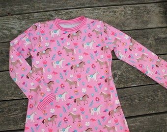 Jersey Nightgown Horses pink