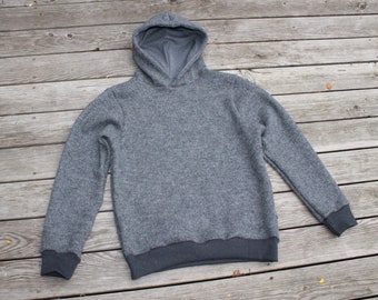 Kapuzenpulli Herren Wollwalk grau-anthrazit