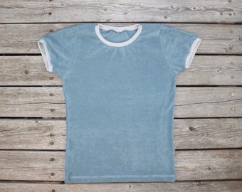 Organic Terry Cloth T-Shirt Women Light Blue