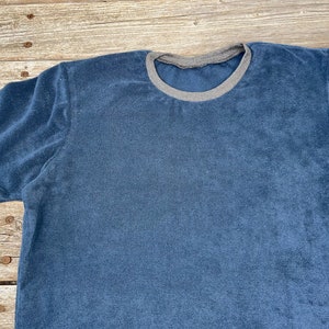 Bio-Frottee T-Shirt Herren jeansblau zdjęcie 3